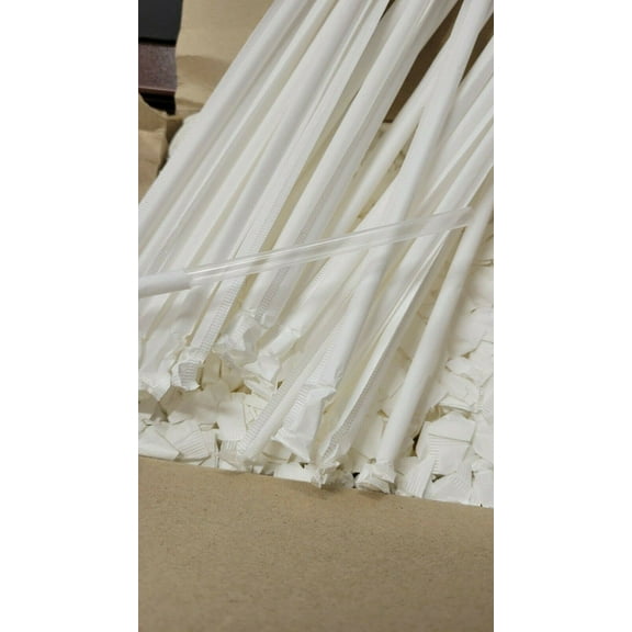 Premium Straws Paper-Wrapped, Translucent Plastic Straws Giant Size 10.25 inch long 7.2mm diameter (300)