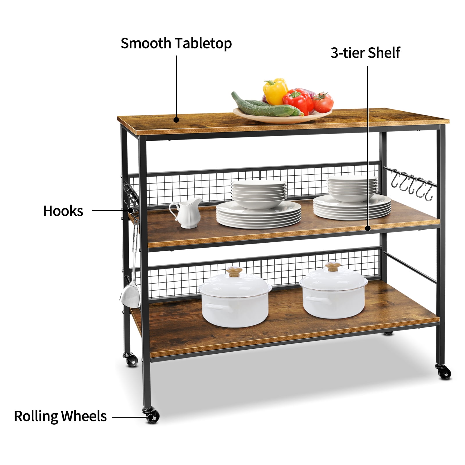 Buy Cheflaud Rolling Kitchen Storage Cart Island with large open