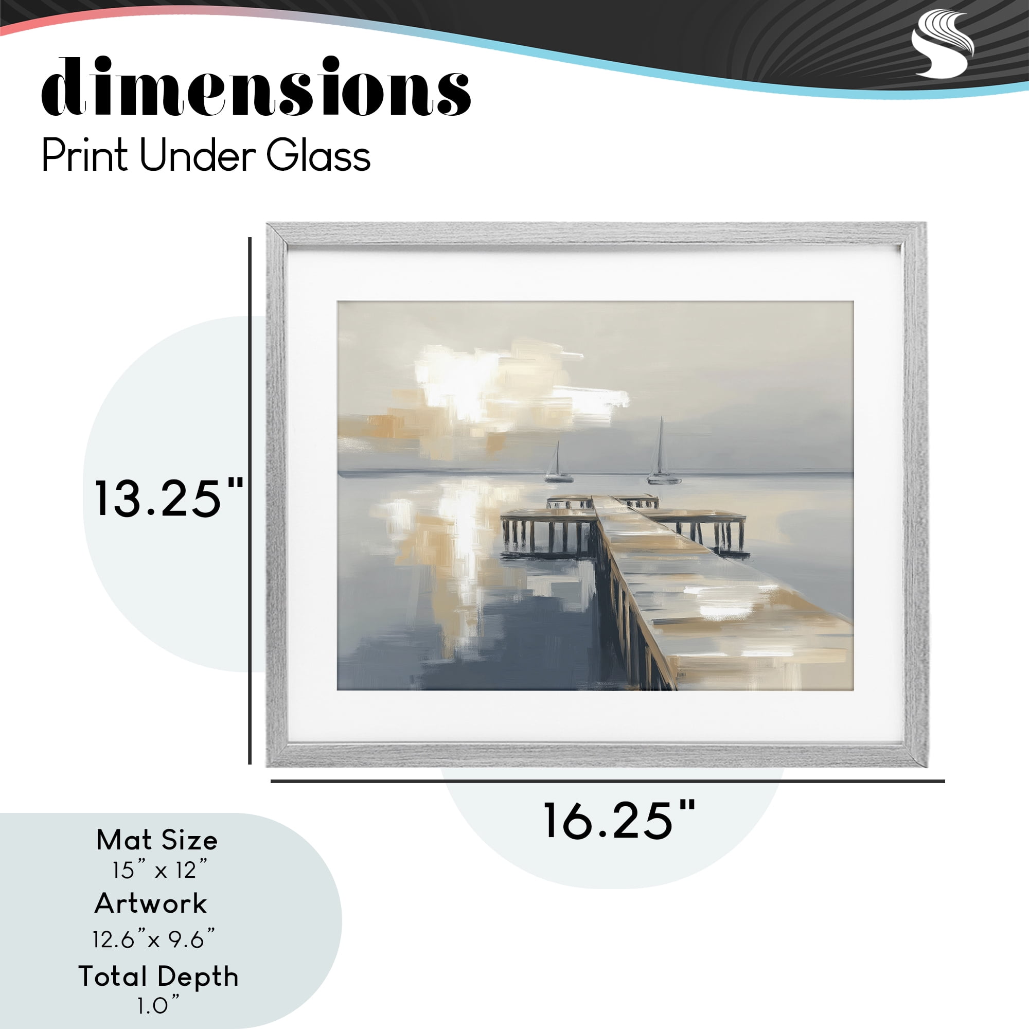 Stupell Industries Pier with Two Boats Seascape Gray Framed Print Under Glass, design by Kim Curinga