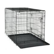 Vibrant Life Wire Dog Crate, Double-Door, Divider and Leak-Proof Tray, Metal, Foldable, Durable, Black, 42