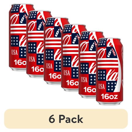 (6 pack) Coca-Cola Soda Pop Can, 16 fl oz