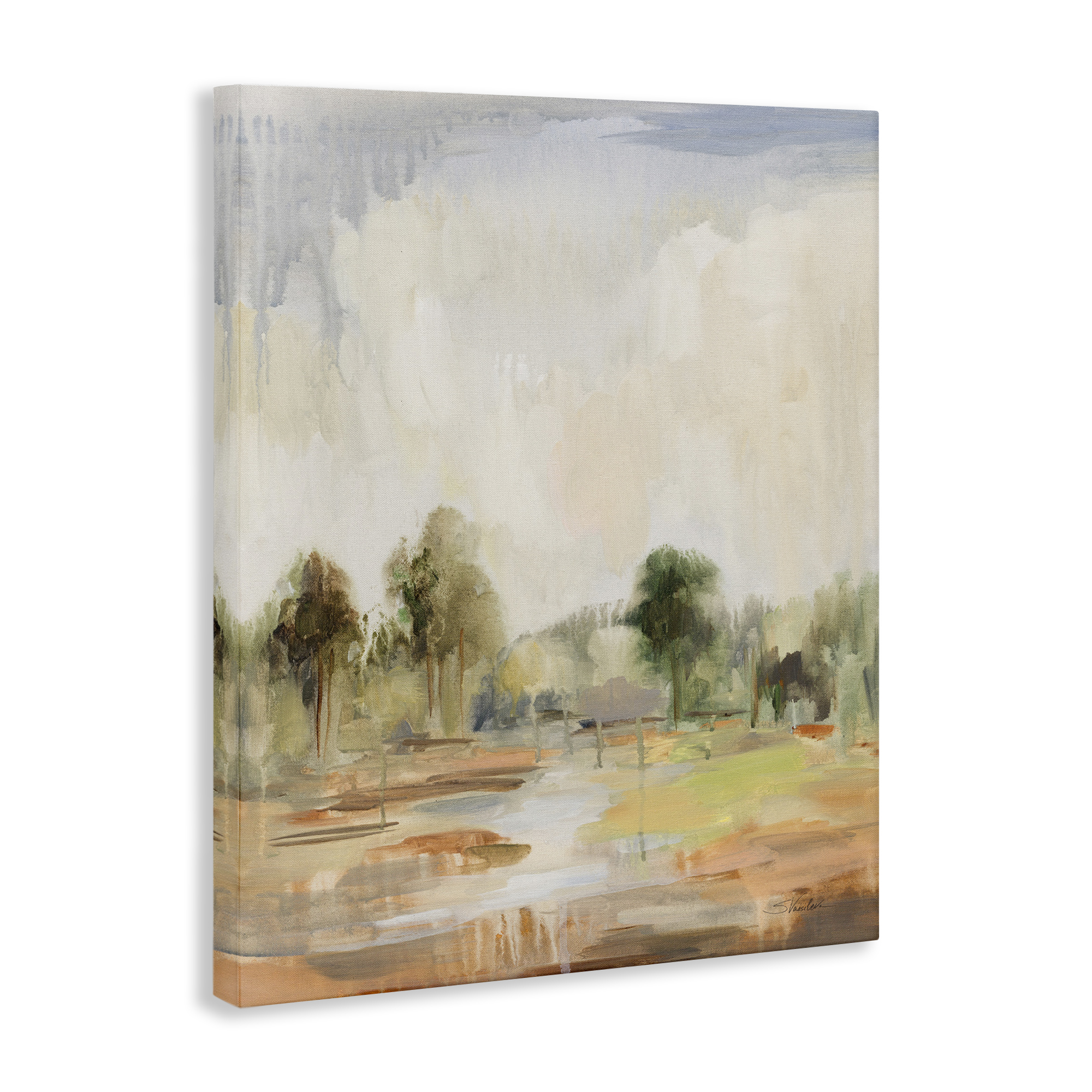 Stupell Industries Summer Rain Landscape Landscape Painting Gallery Wrapped Canvas Art Print Wall Art, 36 x 48