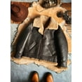 thumbnail image 2 of Man Winter Short Coat Genuine Sheepskin Shearling 100% Natural Real Wool Liner Biker Motorcyclist Jacket for Male Brown Plus Size for Weight over 100kgs,Brown,54, 2 of 17