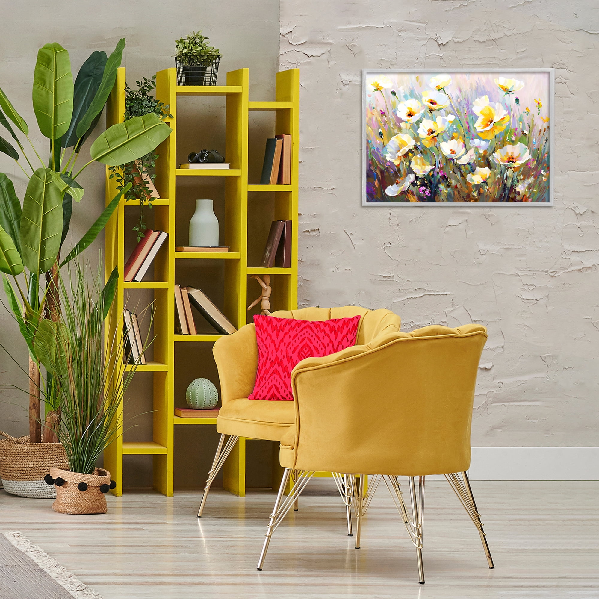 Stupell Industries Sunlit Petals Embrace Botanical & Floral Painting Gray Framed Art Print Wall Art, 24 x 16