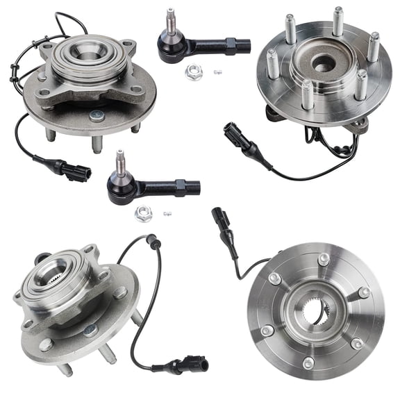 Detroit Axle - 2WD Front and Rear Wheel Hub & Bearing Assembly   Outer Tie Rod Ends Replacement For 2003 2004 2005 2006 Ford Expedition Lincoln Navigator - 6pc Set