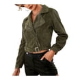 thumbnail image 3 of FOCUSNORM Women’s Juniors Solid Color Corduroy Long Sleeve Short Style Zipper Coat, 3 of 6