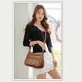 thumbnail image 3 of Maoww Ladies Cross Body Bag PU Leather Messenger Bag Shoulder Handbag Long Strap Brown, 3 of 9