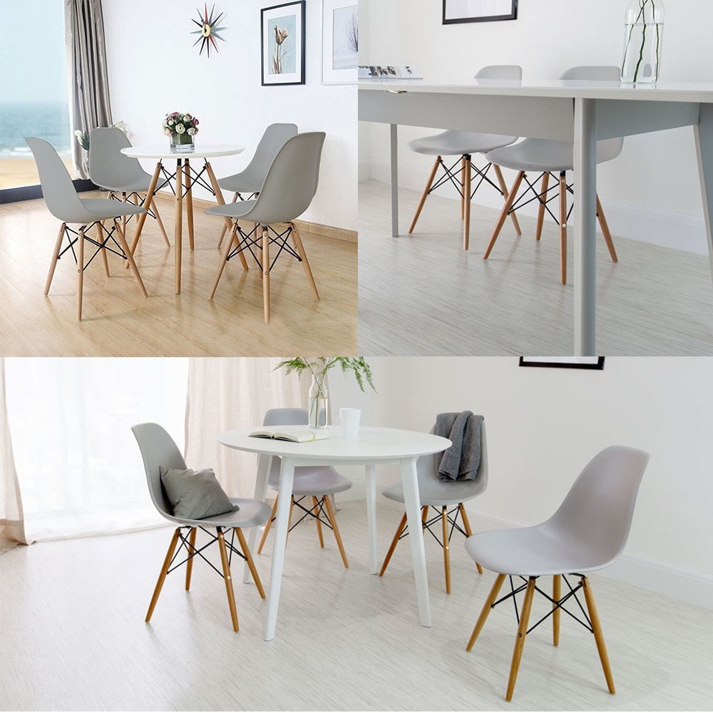 Lacoo Dining Chairs Pre Assembled Modern Style DSW Chair Classic Shell Armless Indoor Kitchen Dining Living Room Side Chairs Set of 4 (Gray)
