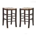 thumbnail image 3 of Linon Ivica 24.4" Backless Counter Stools, Set of 2, Dark Walnut with Handwoven Rush Seat, 3 of 13