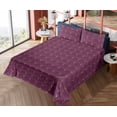 thumbnail image 4 of Ambesonne Art Deco Fitted & Flat Sheet with Shams 4 Pcs Set, Plum Vintage Line Shells, Calking, Plum and Sand Brown, 4 of 5