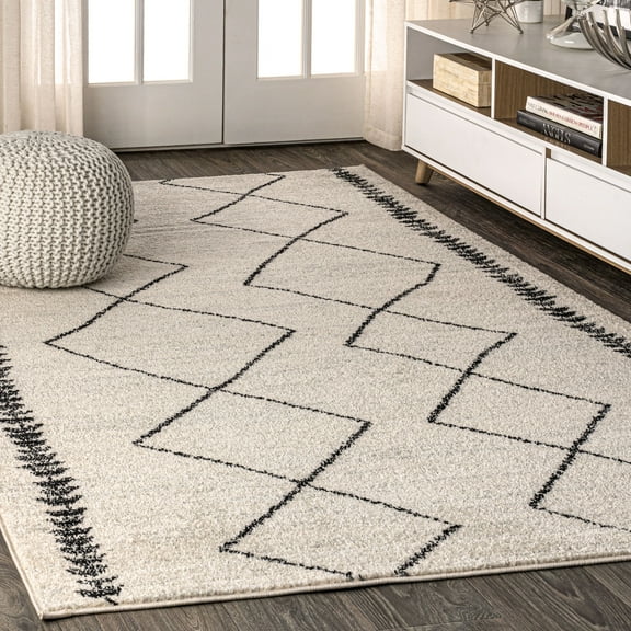 JONATHAN Y MOROCCAN HYPE 8 x 10 Area Rug, Zaina Moroccan Beni Souk - Cream/Black, MOH203A-8