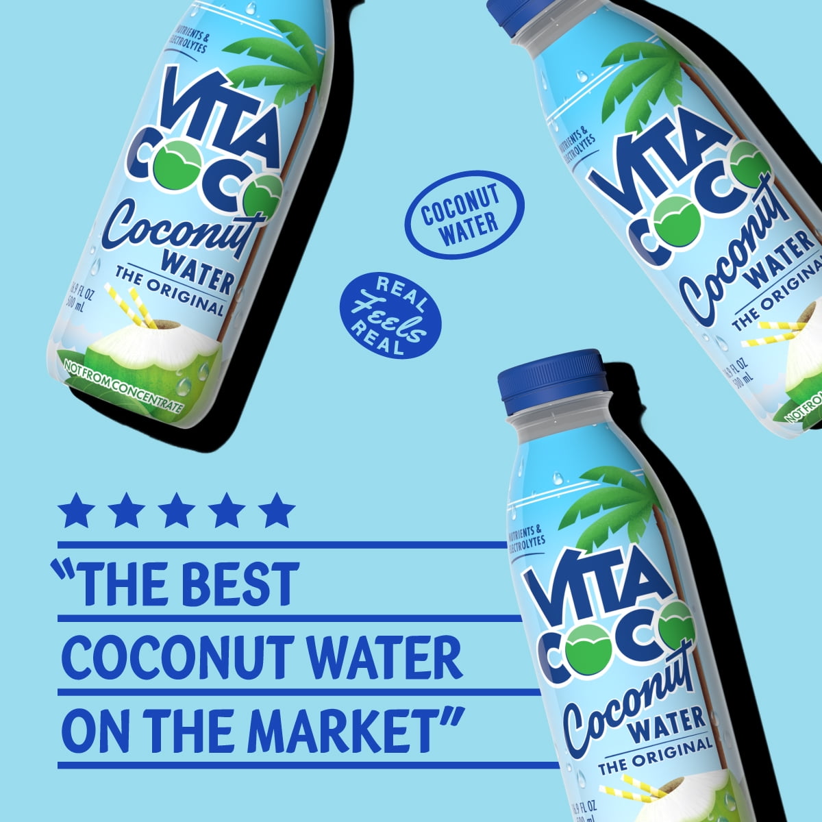 (4 pack) Vita Coco Coconut Water, Pure, 16.9 fl oz PET