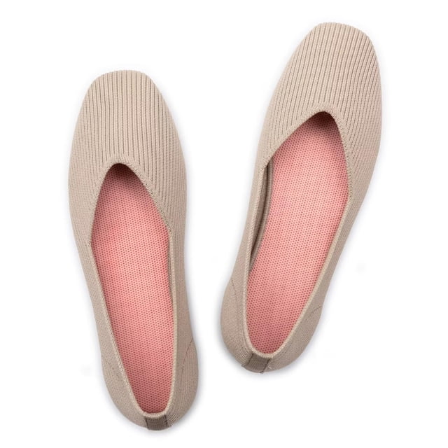 Zapatos planos casuales Frank Mully para mujer, punta cuadrada, punto nude