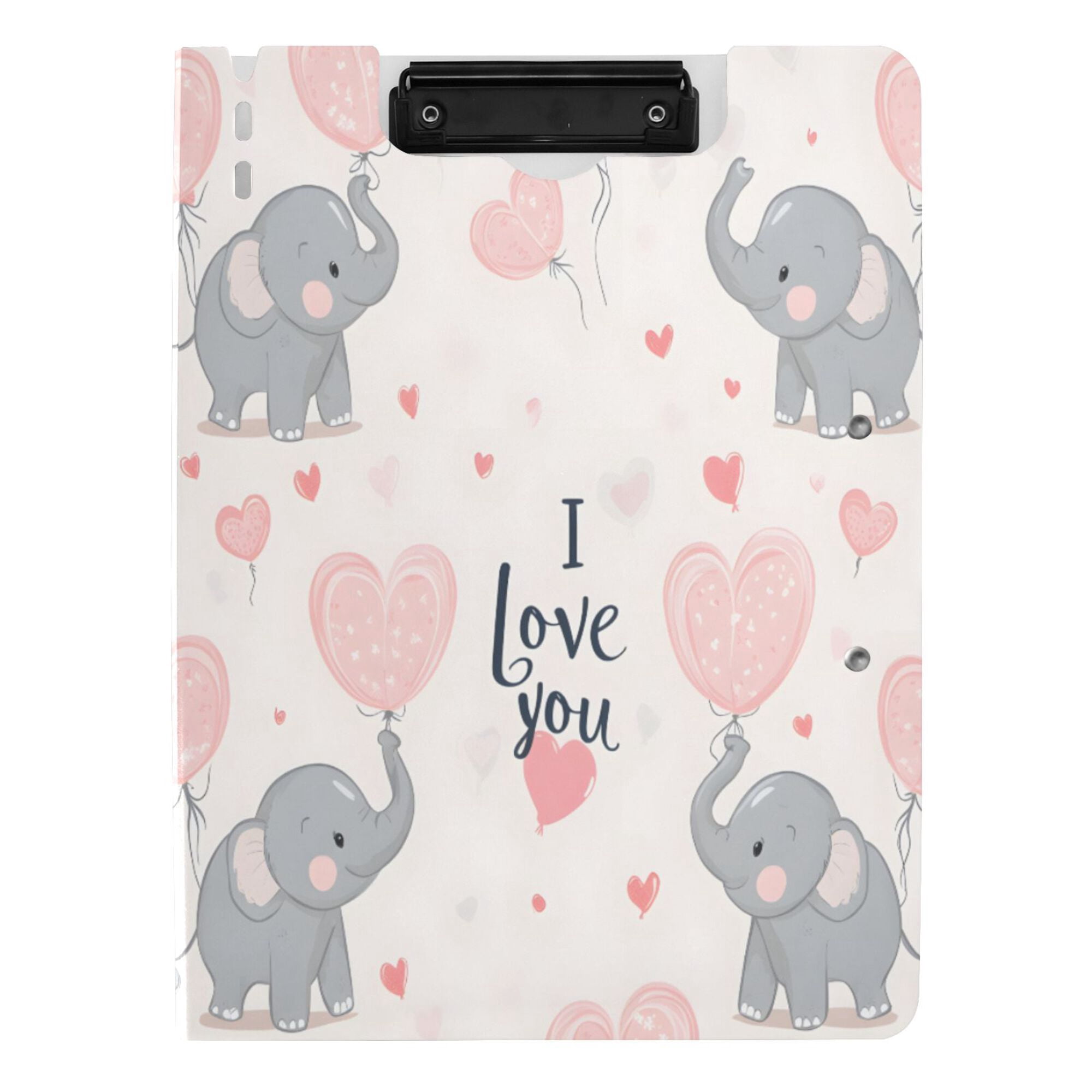 FORMRS A4 Clipboard Folder with Pen Holder Horizontal Foldable School Office Binder, Cute Elephant