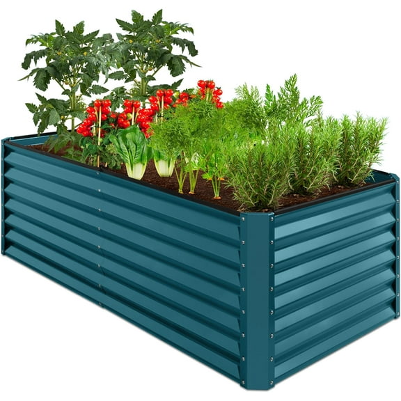 WILLYO 6x3x2ft Outdoor Metal Raised Garden Bed, Deep Root Box Planter for Vegetables, Flowers, Herbs, 269 Gallon Capacity, Peacock Blue