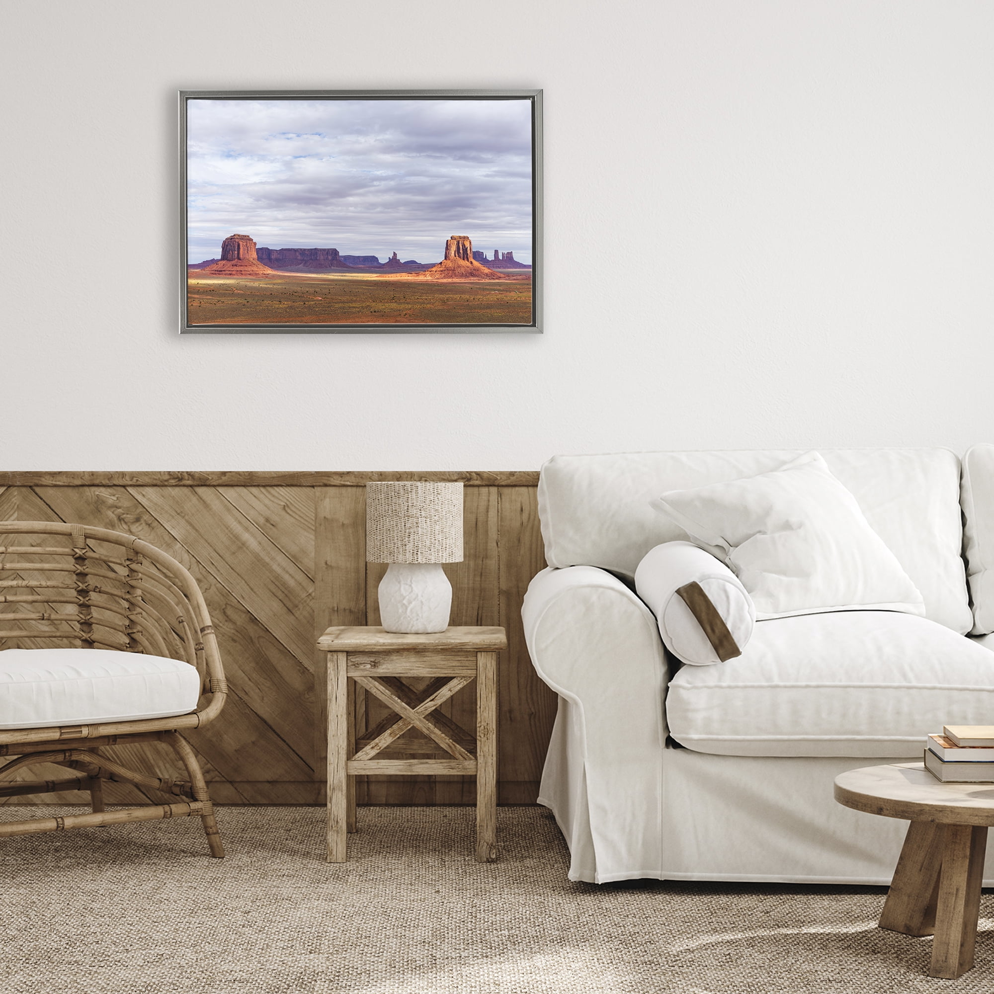 Stupell Industries Monumental Desert Buttes & Mesas Gray Framed Floater Canvas Wall Art, design by Shelley Carlisle