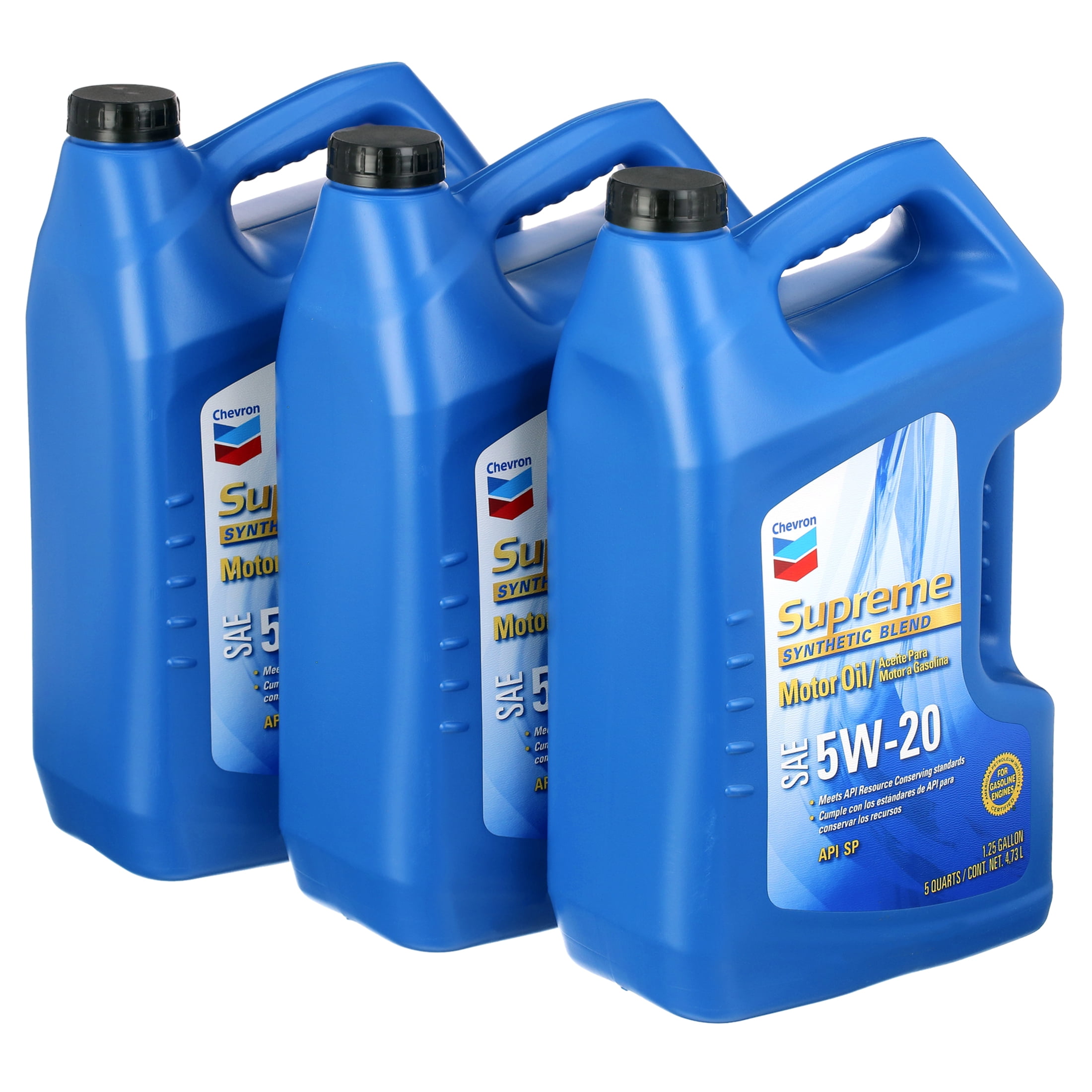 Chevron Supreme Synthetic Blend Motor Oil 5W-20, 5 Quart Case (3