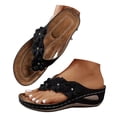 thumbnail image 3 of DXOUPM Sandales pour Femmes à Plateforme Compensée Sandales de Plage Sandales à Fleurs Strass Chaussures d'Été, 3 of 4