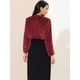 thumbnail image 5 of Abrigo de piel sintética Allegra K chaqueta corta sin cuello para mujer Vino rojo L, 5 of 6