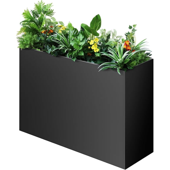 Metal Planter Box 36"x12"x26", Large Rectangular Planter for Outdoor Plants - Heavy Duty Tall Planter Box with Removable Insert Shelf & 4 Drainage Holes Outdoor Planter for Porch/Patio/Garden