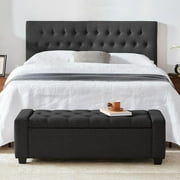 Weture Modern Ottoman Bench with Storage, Safety Hinge & Seating, 330 lb Limit, Dark Gray