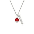 thumbnail image 2 of Delight Jewelry 12mm Scarlett Red Roller Spinner with Silvertone Lining Glass Spinner Silvertone Be Strong and Courageous Bar Charm Necklace, 23", 2 of 4