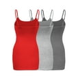 thumbnail image 2 of ShezPretty 3-Pack - Women's Basic Cami with Adjustable Spaghetti Straps Tank Top (Large, Red/H.Grey/Charcoal Grey), 2 of 6