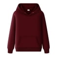 thumbnail image 1 of Sweat à Capuche Homme Automne Solide Chandails en Molleton Couleur Poche Manches Longues Blouse Sweat Homme Vin m, 1 of 3