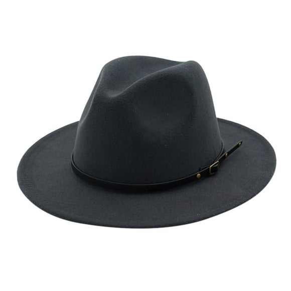 ¡Rebaja! Sombrero ancho vintage Fdelink para hombre y mujer con hebilla ajustable, estilo Outbacks (gris oscuro).