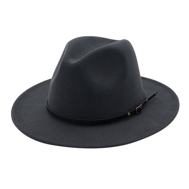 ¡Rebaja! Sombrero ancho vintage Fdelink para hombre y mujer con hebilla ajustable, estilo Outbacks (gris oscuro).