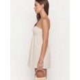 thumbnail image 3 of White Gingham Mini Strapless Bandeau Dress With Pleated Waist And Pockets, 3 of 5