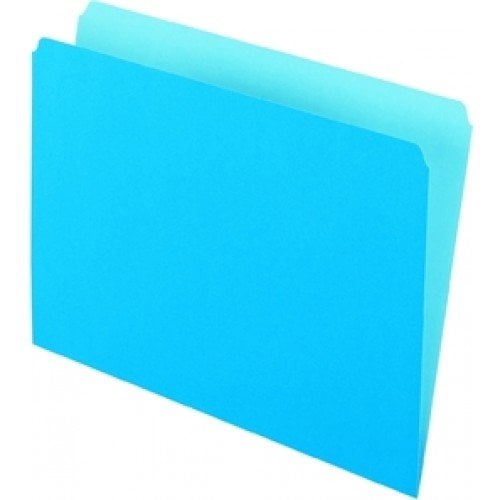 Colored File Folders, Straight Cut, Top Tab, Letter, Blue/light Blue