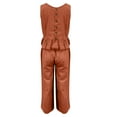 thumbnail image 3 of Women Summer 2 Piece Outfits Sleeveless Tank Crop Top Ruffle Hem Wide Leg Pants Linen Jumpsuits Lounge Matching Beach Sets, 3 of 6