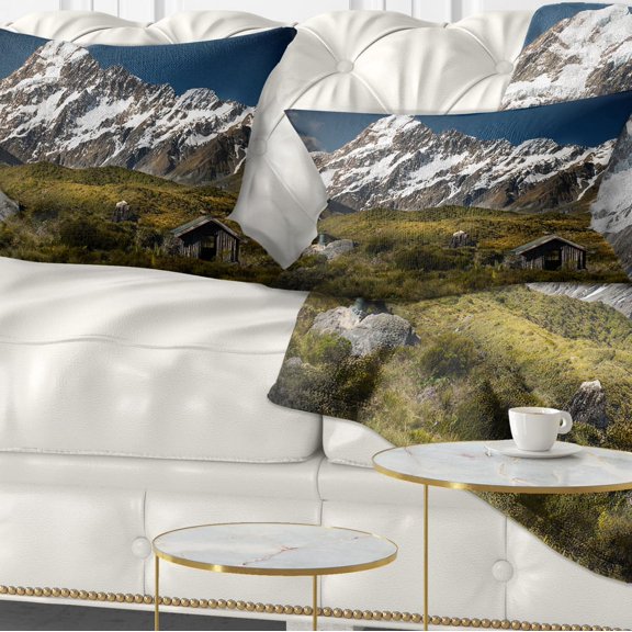 Designart Foggy Mountains and Valley - Landscape Photography Throw Pillow - 12x20