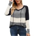 thumbnail image 1 of Blusa informal de manga larga con cuello en V y estampado de cuello en V para mujer Fridja  czfsfas6792, 1 of 3