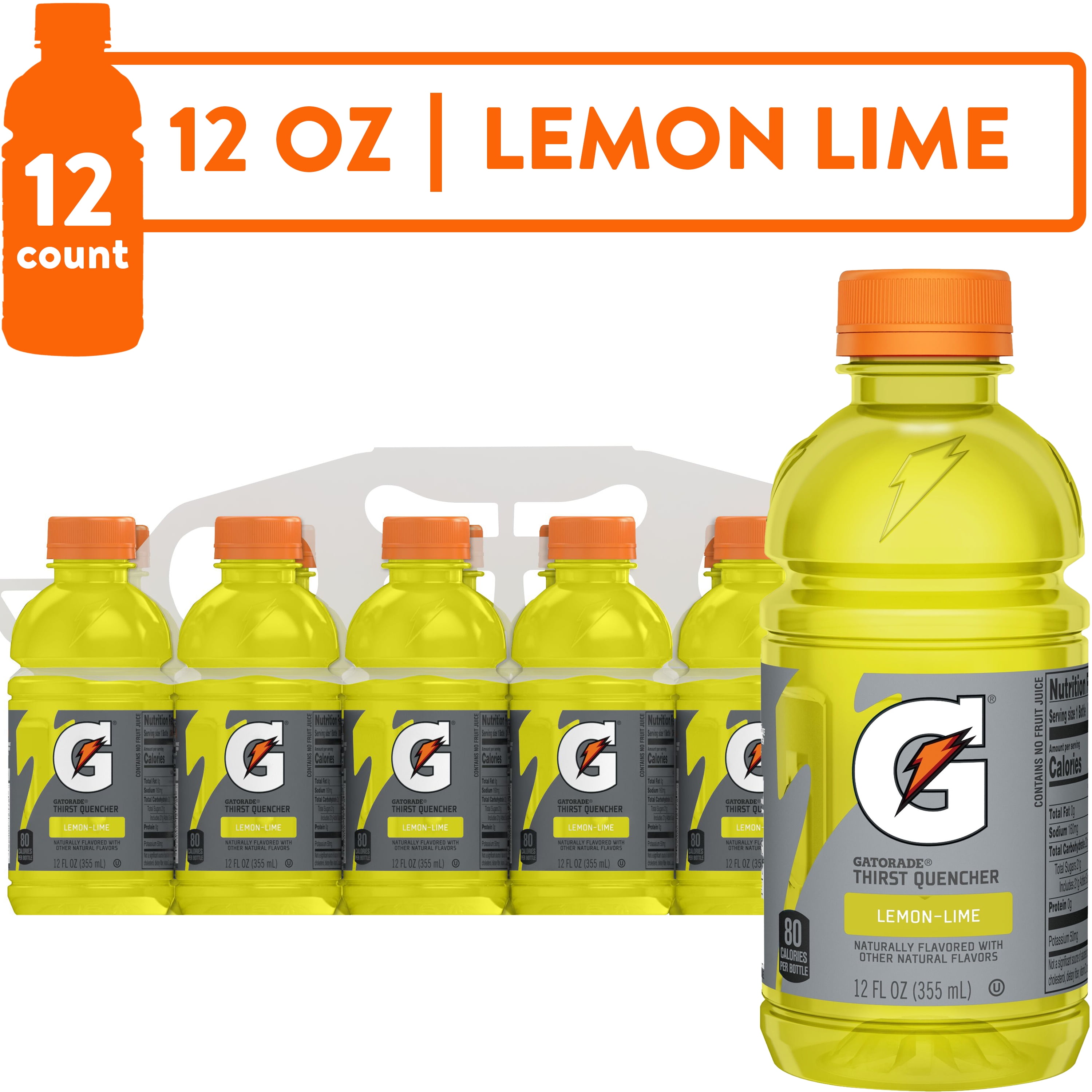 Gatorade Lemon Lime Thirst Quencher Sports Drink, 12 oz, 12 Pack Bottles