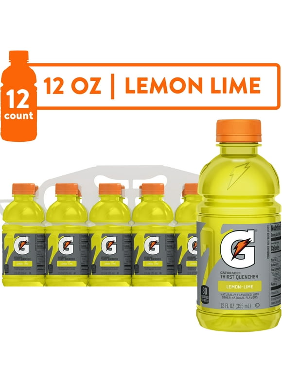 Gatorade Thirst Quencher, Lemon Lime Sports Drinks, 12 fl oz, 12 Count Bottles