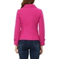 thumbnail image 4 of INSPIRE CHIC Women's Winter Worsted Notched Lapel Double Breasted Overcoat L Hot Pink, 4 of 7