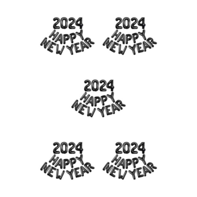 Maytalsory Safe And Easy Inflation Foil Happy New Year Balloon Enjoy Stress-free Party Black 5Set