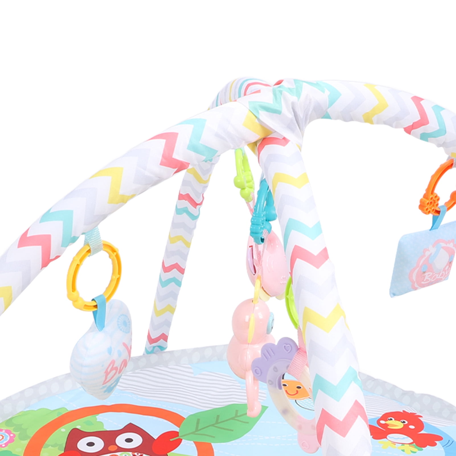 YAHHU Baby Play Gym Promote Motor Sensory Development Colorful Foldable Portable Activity Play Mat with Rattle Toys For Newborn Infant Baby 33.5 inches / 85 cm