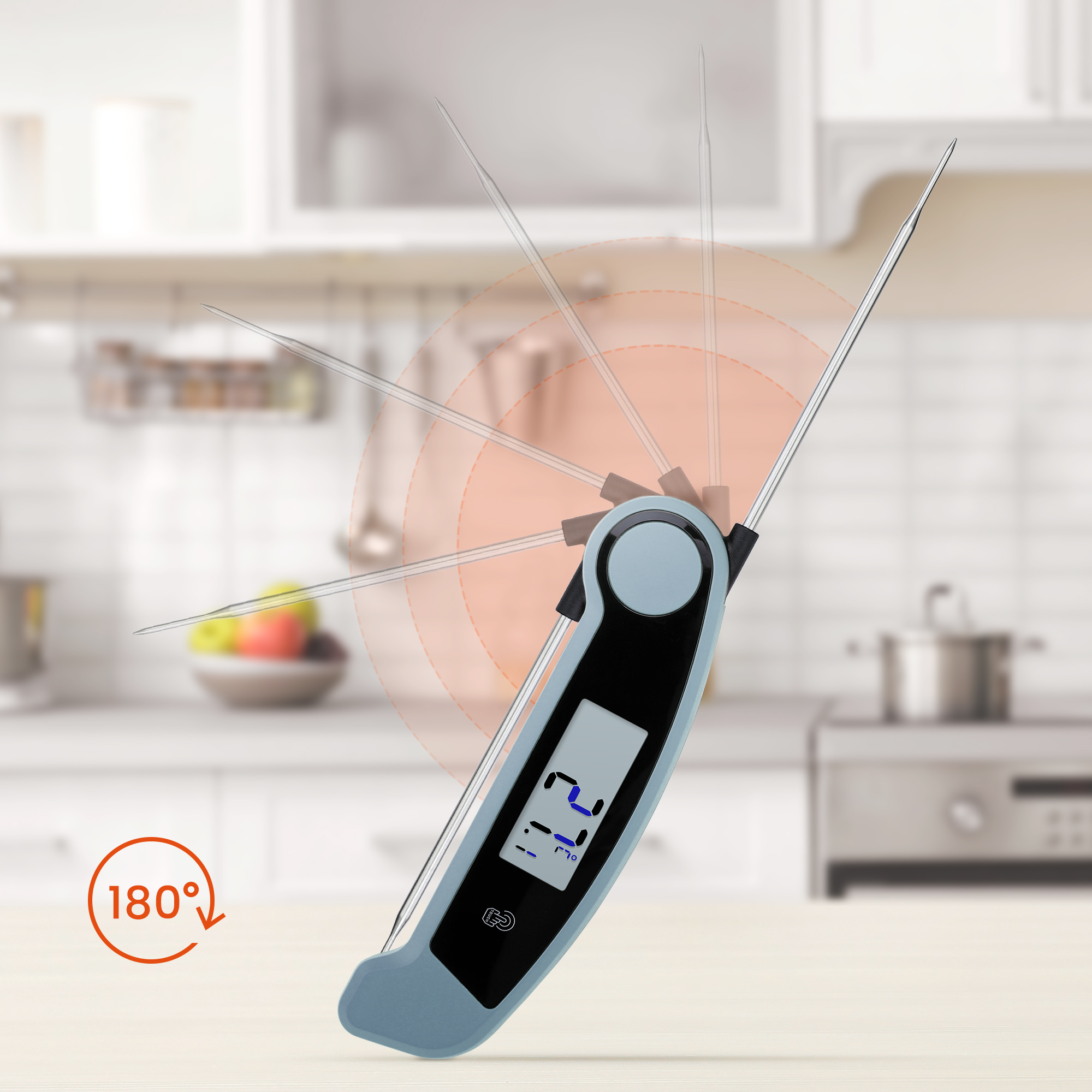Unique Bargains Digital Meat Instant Read Foldable Cooking Thermometer Blue