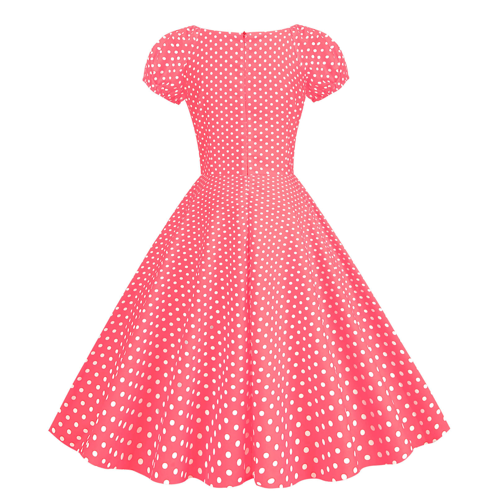 Xflwam Women 50s 60s Vintage Short Sleeve Polka Dot Cocktail Swing Dress 1950s Retro Rockabilly 