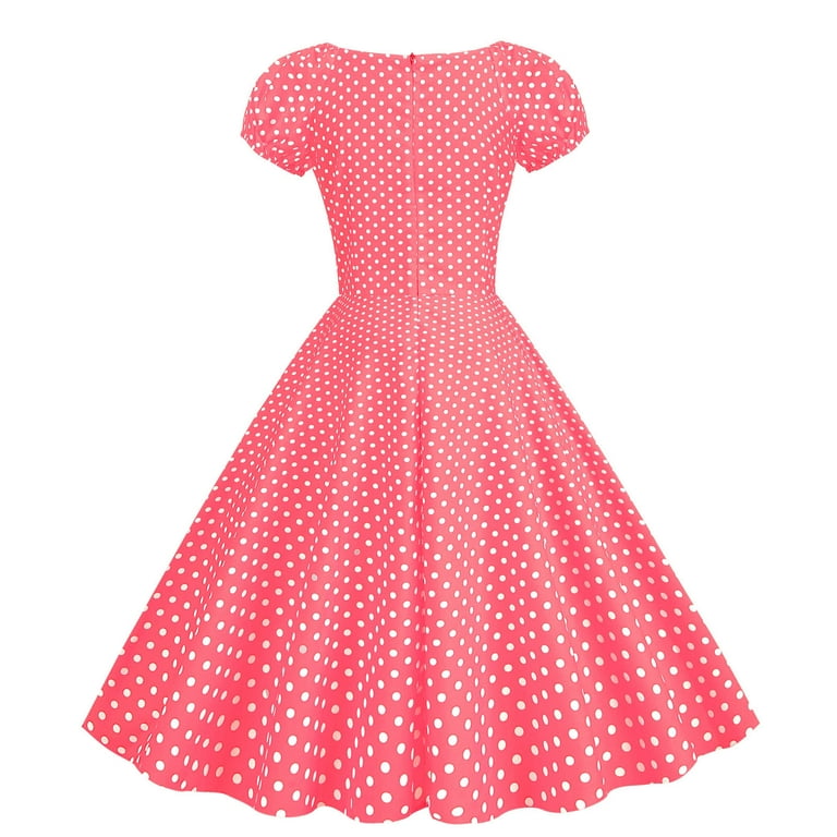 XFLWAM Women 50s 60s Vintage Short Sleeve Polka Dot Cocktail Swing Dress 1950s Retro Rockabilly Audrey Hepburn Prom Party Dresses Pink XL - Walmart.com XFLWAM Women 50s 60s Vintage Short Sleeve Polka Dot Cocktail Swing Dress 1950s Retro Rockabilly Audrey Hepburn Prom Party Dresses Pink XL - Walmart.com