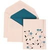 JAM Paper Wedding Invitation Set, Large, 5 1/2 x 7 3/4, Blue Card with Blue Lined Envelope and Colorful Birds Set, 50/pack