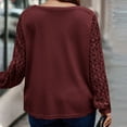 thumbnail image 3 of Ahdbta Womens Plus Size Tops Trendy Lace Patchwork Long Sleeve Tunic Shirts Solid Color Round Neck Casual Loose Fit Blouses, 3 of 6