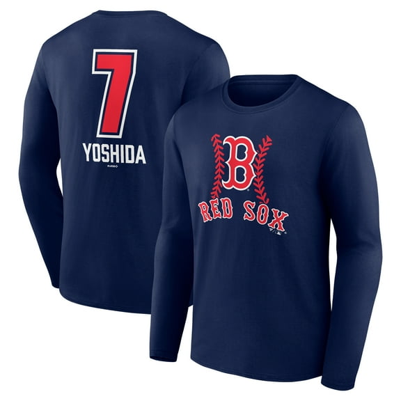 Men's Masataka Yoshida Navy Boston Red Sox Fastball Player Name & Number Long Sleeve T-Shirt