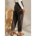 thumbnail image 2 of Asyoly Corduroy Pants for Women Solid Casual High Waisted Straight Leg Pants Loose Comfy Trousers with Pockets, 2 of 4