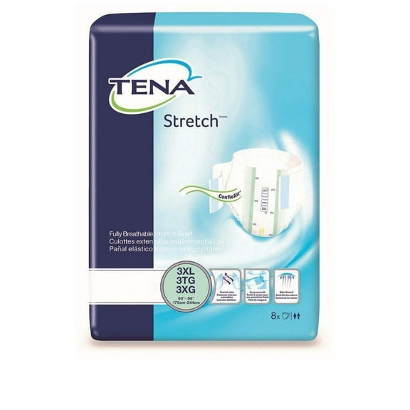 TENA ProSkin™ Stretch Super Bariatric Incontinence Brief, Heavy Absorbency, Unisex, 3X-Large, 8 Count