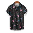 thumbnail image 2 of guisaled Valentine Shirts For Men Fashion Heart Pinted Graphic Tee Shirts Short Sleeve Button Down Beach Vacation Casual Shirts, 2 of 4