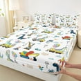 thumbnail image 3 of jejeloiu Colorful Dino Balloon Twin Sheet Sets,Excavator Crane Vehicle Twin Fitted Sheet,Cute Cartoon Dinosaur Flat Sheet For Boys Teens,Breathable Home Decor,3-Piece, 3 of 7